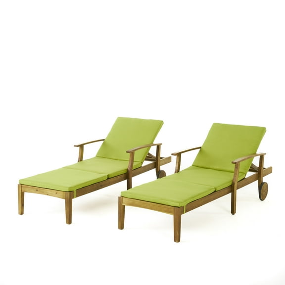Daisy Outdoor Teak Finish Chaise Lounge with Water Resistant Cushion
