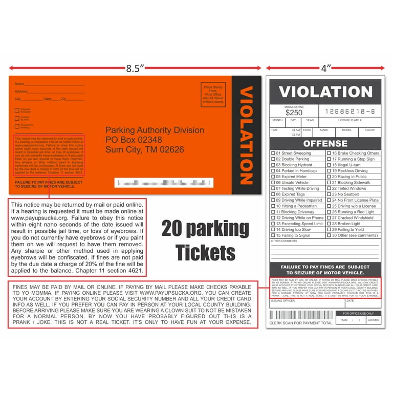 Prank Gag Practical Joke Set Kit for Adults Fake Parking