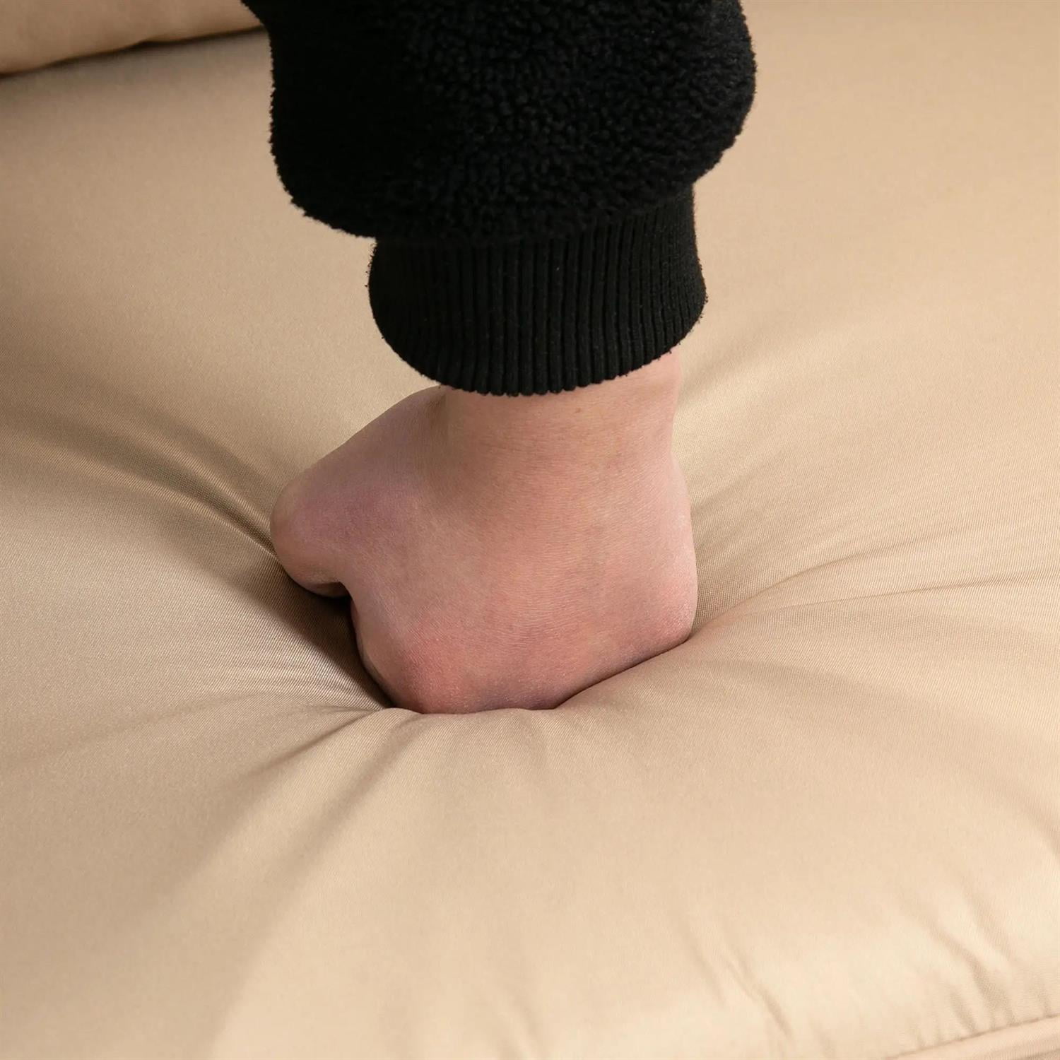 Demi Bonn Outdoor Glider Chairs Swing Glider Rocking Chair, Double Patio Bench, 2 Person Loveseat with Steel Frame, Cushions, Pillow Armrests, Beige