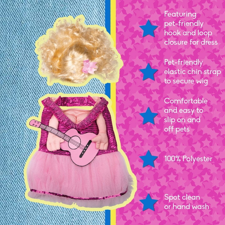 Doggy Parton, Dog and Cat Clothes, Country Sweetheart Pet Dress Costume Set, Pink, XS/S