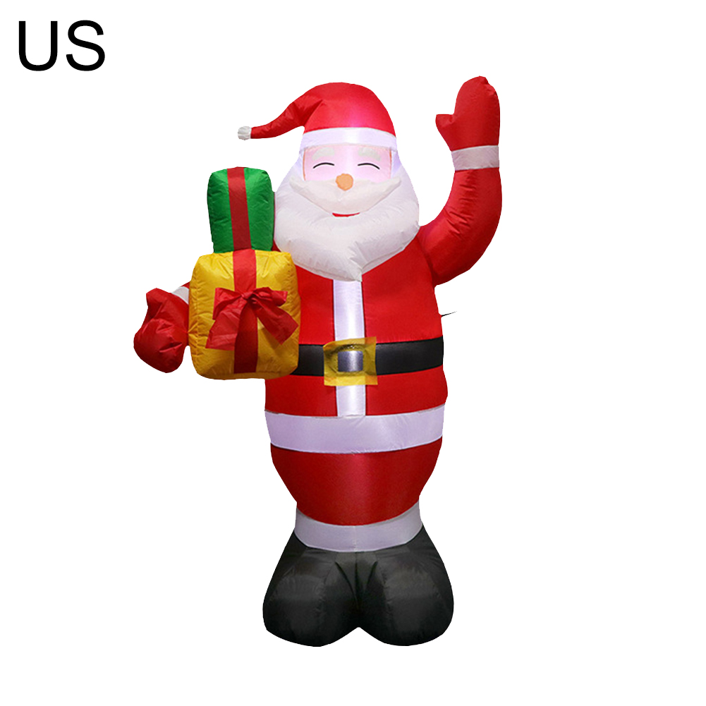 Christmas Inflatable Santa Claus Holding Gift Box LED Blow Up Santa Claus Yard Garden Decoration for Indoor Outdoor Lawn Home Holiday Party Decor