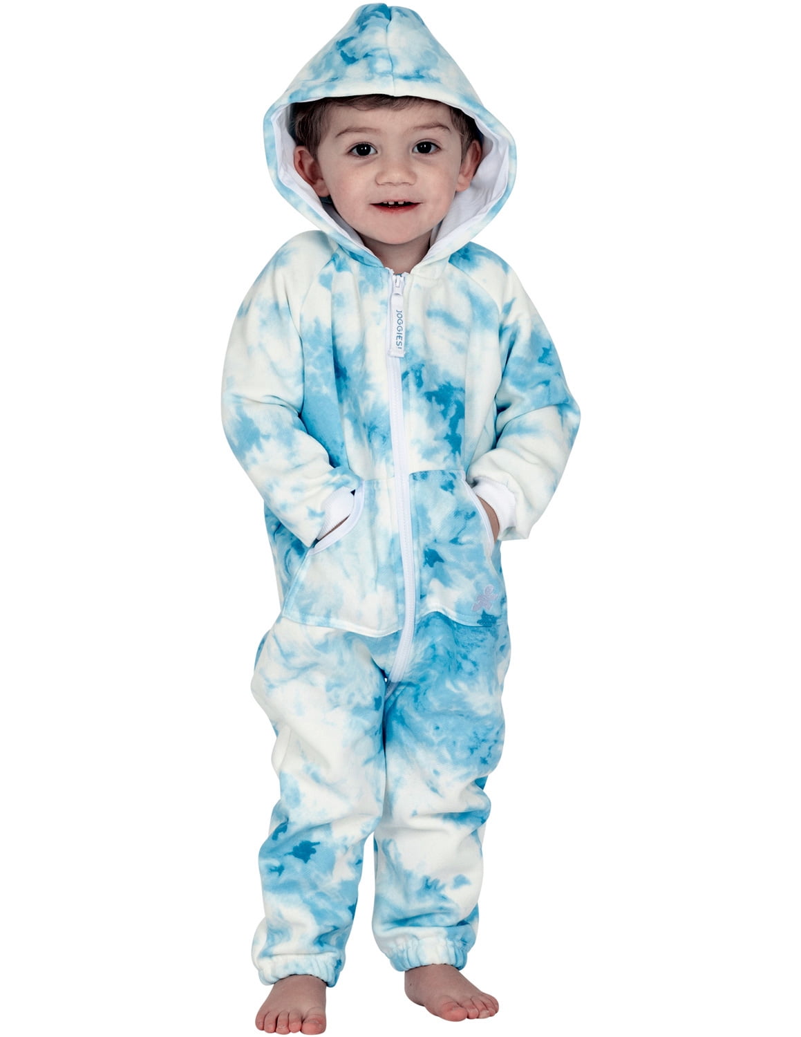 Joggies - TieDye Blue Infant Footless Hoodie One Piece - Infant - Large (Fits 6-12mos.)