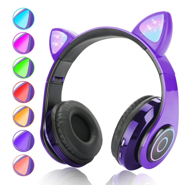 Bluetooth 5.0 Headphones, Wireless Cat Ear Headphones Over Ear