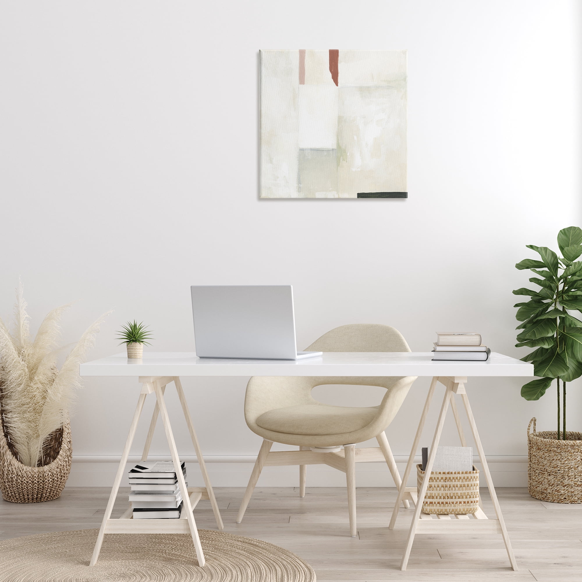 Stupell Industries Neutral Abstract Simplicity Abstract Painting Gallery Wrapped Canvas Art Print Wall Art, 24 x 24