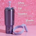 thumbnail image 4 of Paris Hilton 40oz Stainless Steel Tumbler with Removable Handle, Straw, and Lid, Metallic Purple, 4 of 6