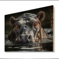 thumbnail image 2 of Designart "Monochrome Portrait of a Hippopotamus" Animals Print on Natural Pine Wood, 2 of 5