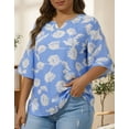 thumbnail image 3 of Oryer Womens Plus Size Tops V Neck 3/4 Bell Sleeve Womens Blouse, Trendy Tunic Summer Shirts for Women 1X-5X, 3 of 7