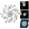 thumbnail image 2 of 1Pcs Elegant Flower Brooch Pin Rhinestone Alloy Silver Decorative Accessory For Women Clothes Shawl, 2 of 8