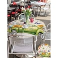 thumbnail image 4 of Easter Eggs Outdoor Tablecloth - 60 Inch Round Dining Table Cover, Spring Flowers Truck Leaves Butterflies Beige Waterproof Outdoor Table Cloth with Umbrella Hole & Zipper for Picnic/Patio/Party, 4 of 7
