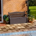 thumbnail image 2 of Patiowell 70 Gallon Outdoor Storage Bench, with Deck Box Organization and Waterproof Resin, Durable Outdoor Seating and Storage Box - Perfect to Store Garden Tools and Pool Toys, Brown, 2 of 8