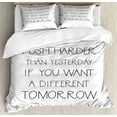thumbnail image 1 of Inspirational King Size Duvet Cover Set, Push Harder Shape Your Future Theme Quote Philosophy and Wisdom, Decorative 3 Piece Bedding Set with 2 Pillow Shams, Dark Brown and White, by Ambesonne, 1 of 3
