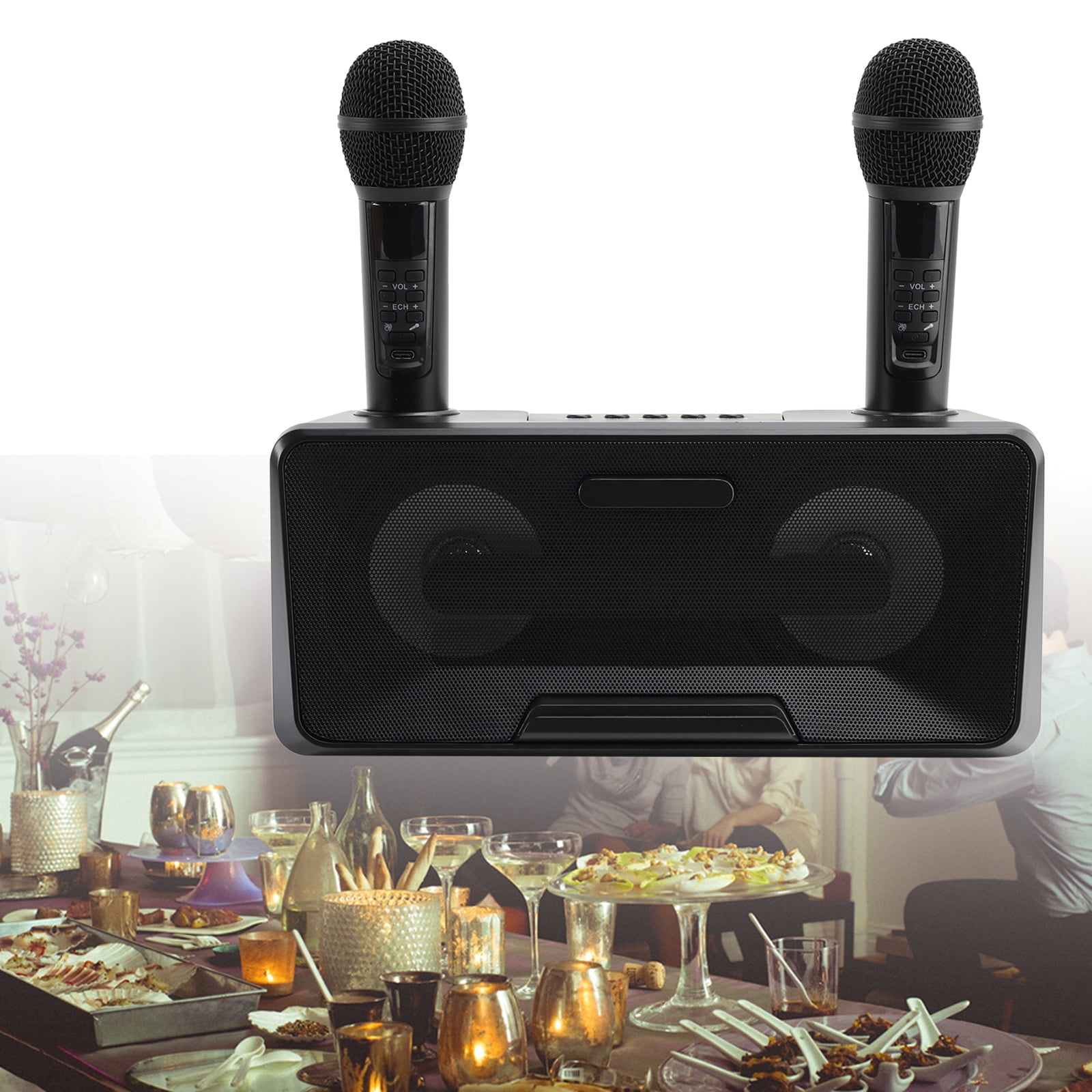Wireless Bluetooth Dual Microphone Karaoke All-In-One Speaker for Home Outdoor
