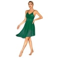 thumbnail image 3 of JanJean Womens Sequins Ballet Dance Dress Spaghetti Straps V-Neck High Low Hem Lyrical Dancewear Green L, 3 of 6