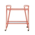 thumbnail image 2 of Linon Lawsonia 2-Tier Mid-Century Mobile Bar Cart with Mirrored Top, 32.5" Tall, 27 lb, Coral, 2 of 16