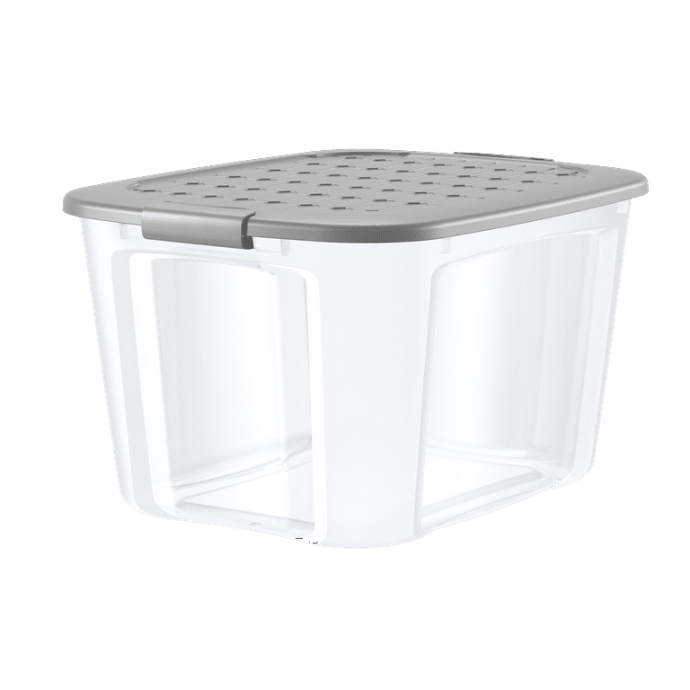 Hefty 72 Quart Clear Plastic Storage Bin with Holiday Green HIRISE Lid, Set  of 6 