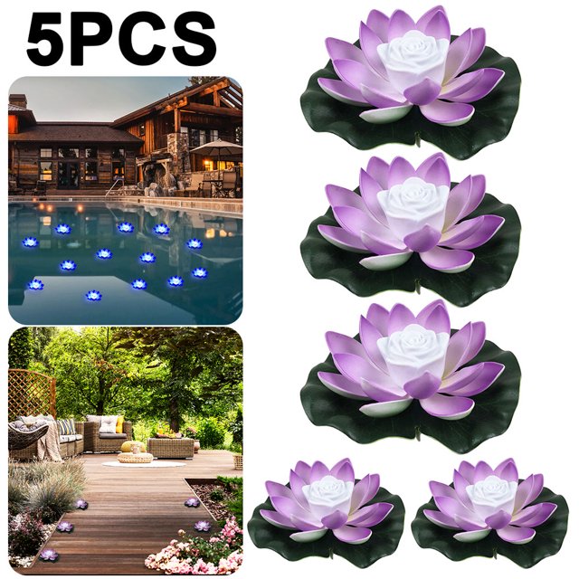 Lámpara de loto divertida para piscina, linterna LED de loto con pilas, color azul