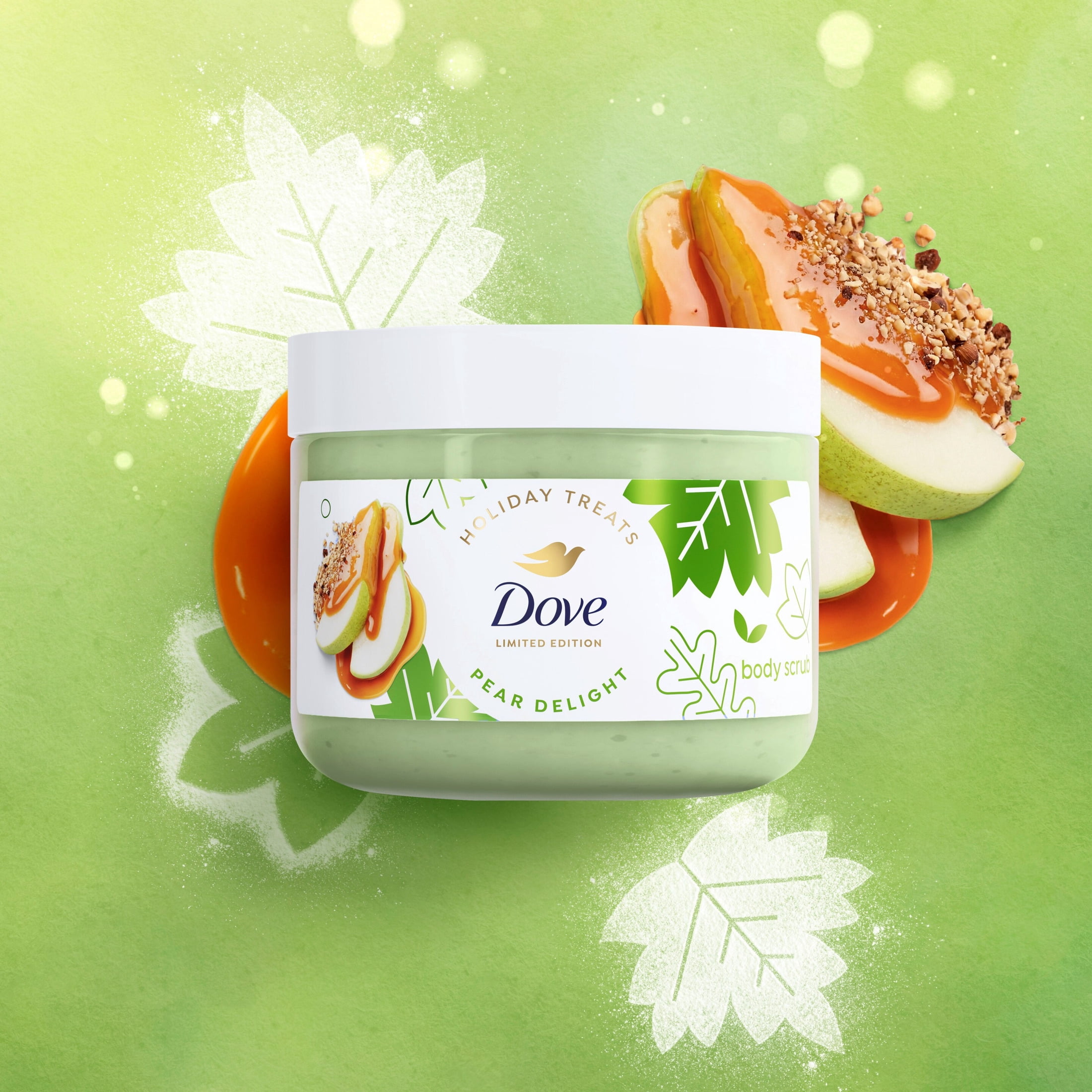 Dove Limited Edition Holiday Treats Body Scrub Pear Delight For Exfoliated & Hydrated Skin, 15 oz