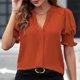 thumbnail image 1 of Fiudx Camisas para Mujer Blusa Regular de Manga Corta para Mujer, Cuello En V, Sexy, Informal, para Verano, 1 of 7