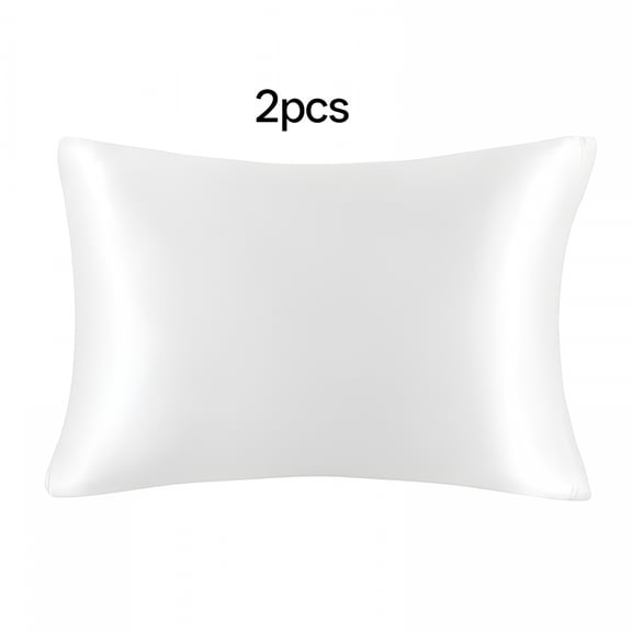 AUQ Satin Pillowcases for Skin Set of 2,Zipper Closure White Standard