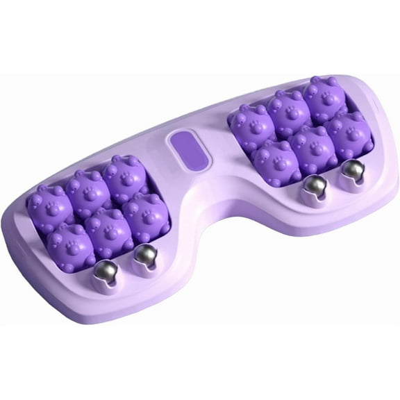 Portable Dual Foot Massage Roller, Dual Foot Acupressure Therapy for Pain Relief, Stress Relief and Improved Circulation, Portable Reflexology Tool for Home and Office Use Purple
