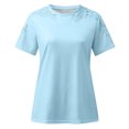 thumbnail image 4 of Dezsed Womens Summer Tunics Tops Round Neck Short Sleeve Tunics Lace Blouses Shirts for Summer Casual Blue XXXXXL, 4 of 5