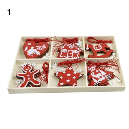 

dianhelloya 1 Set Cute Pattern Wood Christmas Pendants Bright Color Delicate Craft Festival Ornaments Home Decor