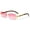 Pink, variant on Clear Hip Hop Sunglasses Gold Frame Square Quevo Migos Buffs Rimless