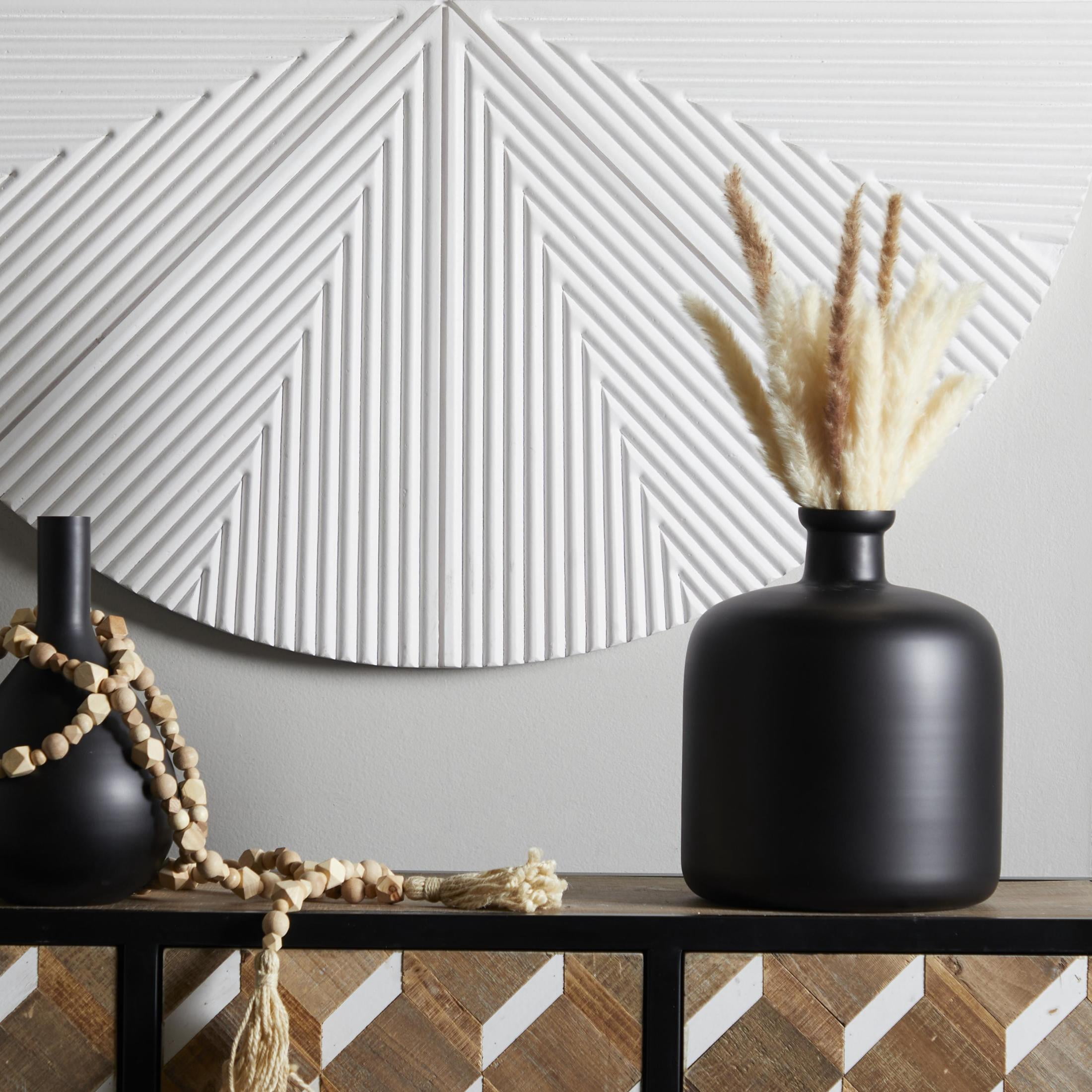 DecMode 12" Handmade Black Glass Vase