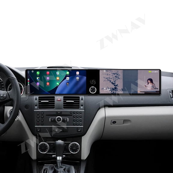 ZWNAV Dual 12.3 inch for Mercedes-Benz C-Class 2007-2010 GPS Navigation Android 13 Car Radio CarPlay Multimedia Player Head Stereo Unit HD Screen