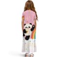 thumbnail image 2 of Uourmeti Tween Girls Maxi Dress Short Sleeve Round Neck Casual Flowy Cute Panda Rainbow Print Summer Long Dress for Girls Big Kids, Size 9-10 Years, 2 of 7