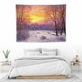 thumbnail image 3 of ONETECH Snow Scene Tapestry Christmas Forest Snow Scene and Sunset Natural Landscape Tapestry 40x30 inches Psychedelic Sky Winter Scenery Tapestries for Living Room Party Decor Blanket, 3 of 7