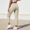 thumbnail image 5 of LVHAOGJOB Straight Leg Cargo Pants for Women Wide Leg Pants with Pockets Elastic Waist Athletic Hiking Ladies Trousers, 5 of 6