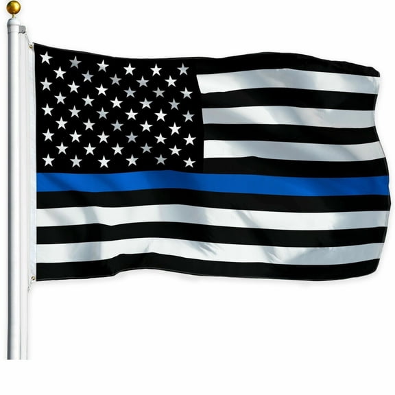 Thin Blue Line American Flag 3x5 ft US Black & White Police Policemen Support
