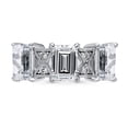 thumbnail image 2 of BERRICLE Sterling Silver 3-Stone Emerald Cut Cubic Zirconia CZ Statement Vintage Inspired Art Deco Fashion Ring for Women, Rhodium Plated 3 Carat Size 4.5, 2 of 9