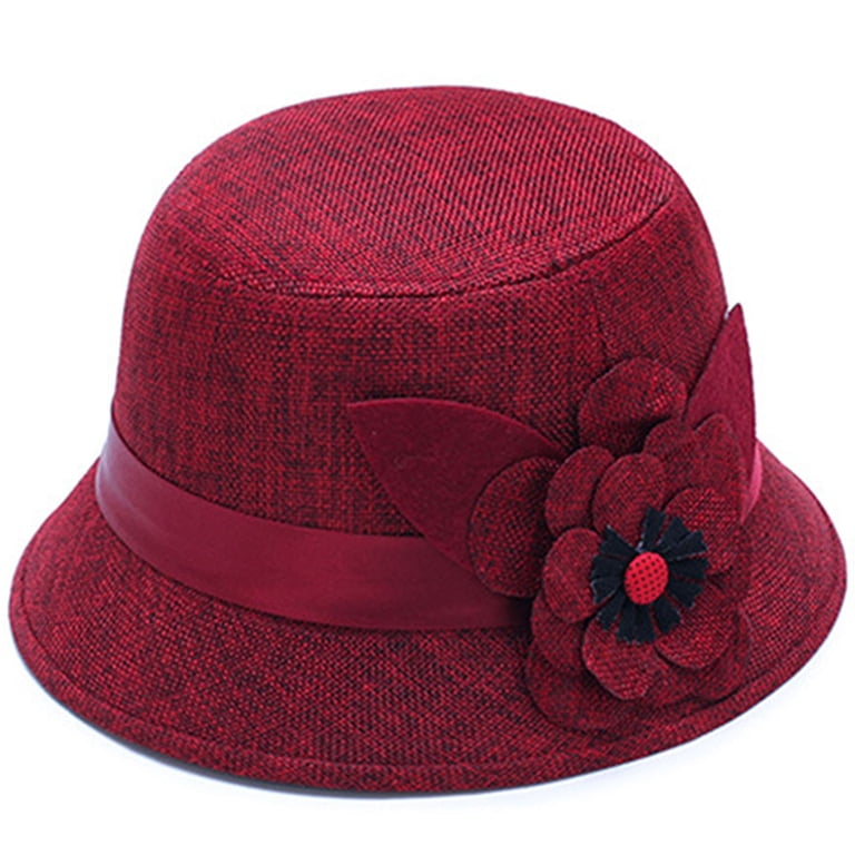 Linen Cotton Vintage 1920s Gatsby Hat Bucket Cloche Derby Church Vijiv Women main image 2