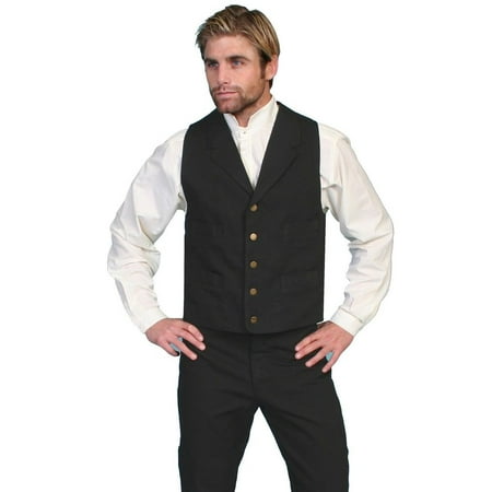 Suede Western Vest - Scully Old West Vest Mens Western Lined Button Cotton Canvas RW041