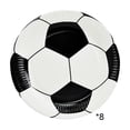 thumbnail image 2 of Set de suministros para fiestas de la Copa del Mundo - Kit de vajilla desechable, platos de papel, vasos, mantel, diseño blanco de fútbol, 8 platos, fiesta en el jardín al aire libre, 2 of 6