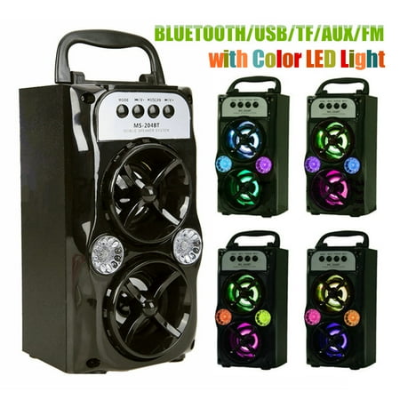 Personalized Gift Speakers - Portable Cool Wireless bluetooth Stereo Speaker Super Bass USB TF AUX Ports FM Radio with LED Light for Party Bible Player Indoor Outdoor Christmas Gift