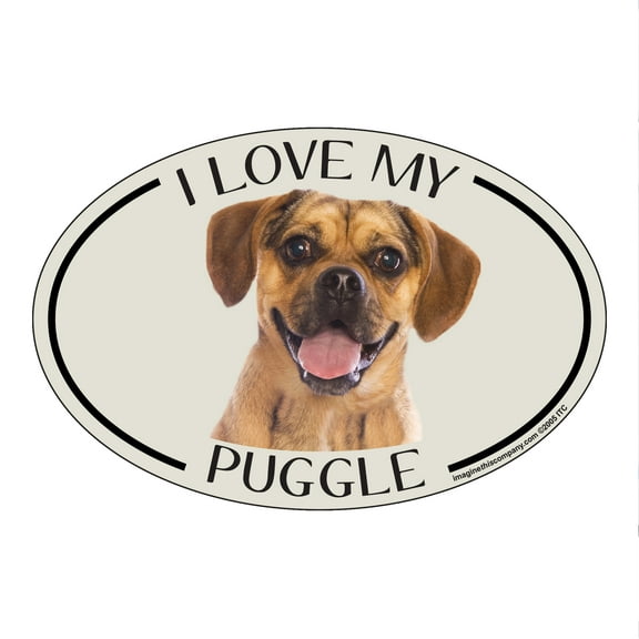 I Love my Puggle Breed Oval Magnet