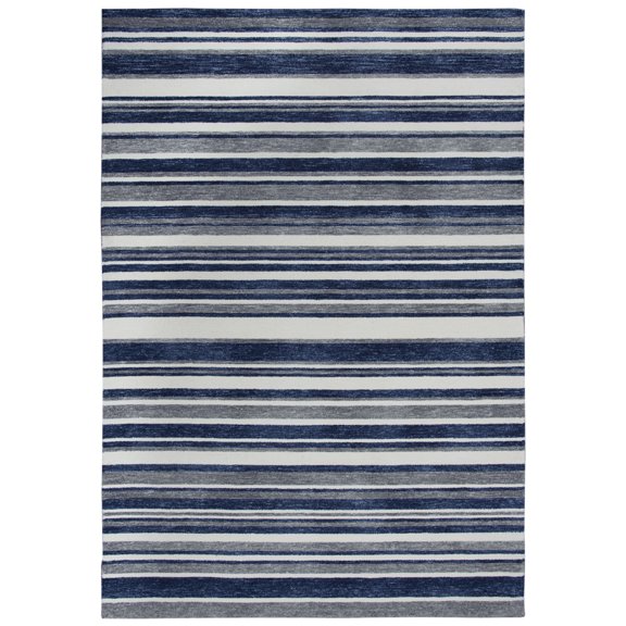 Gatney Rugs Sandstone Area Rug VLA102 Blue/Gray Bars Lines 5' x 7' 6" Rectangle