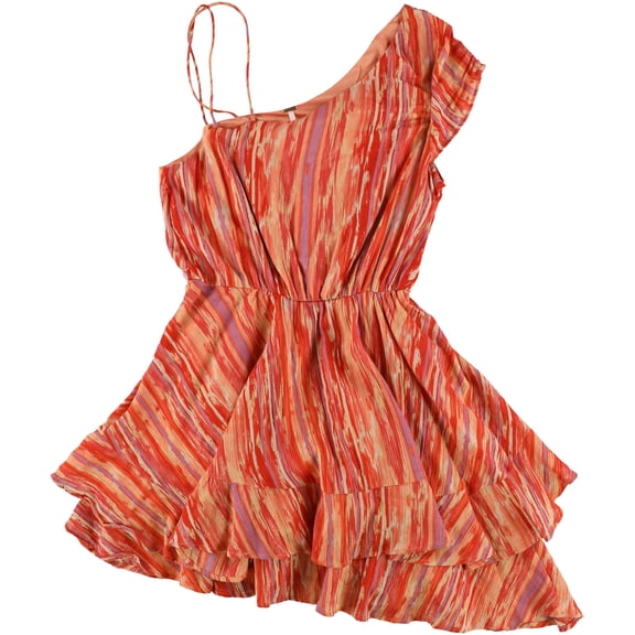 Free People Womens Cascade Mini Dress, Orange, Large