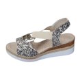 thumbnail image 1 of Bmisegm Women's Summer Fashion Open Toe Fabric Slope Heel Sandals Casual Comfortable Elastic Breathable Sandals Sandals Women Summer White 7.5, 1 of 9