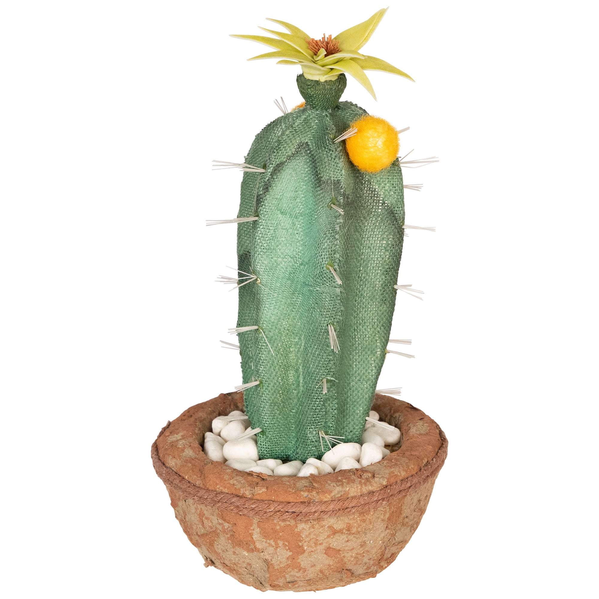 Northlight 12" Flowering Cactus Artificial Potted Plant - Green/Brown