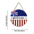 thumbnail image 3 of Letrero redondo de madera con diseño patriótico de estrellas y rayas – Adorno colgante para el Día de la Independencia, ideal para la puerta principal, la pared o una mesa., 3 of 6