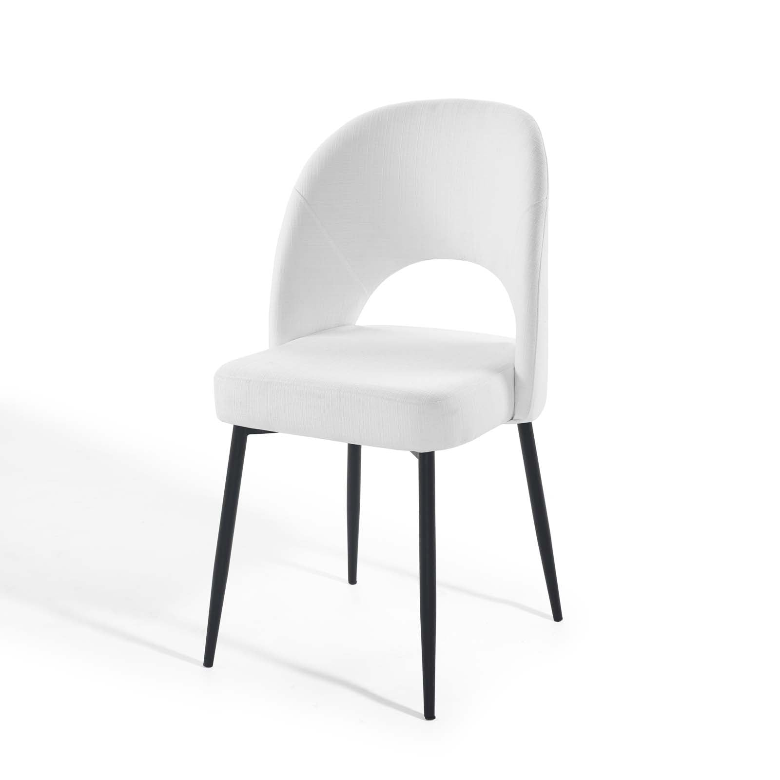 Side Dining Chair, Fabric, Black White, Modern Contemporary Urban