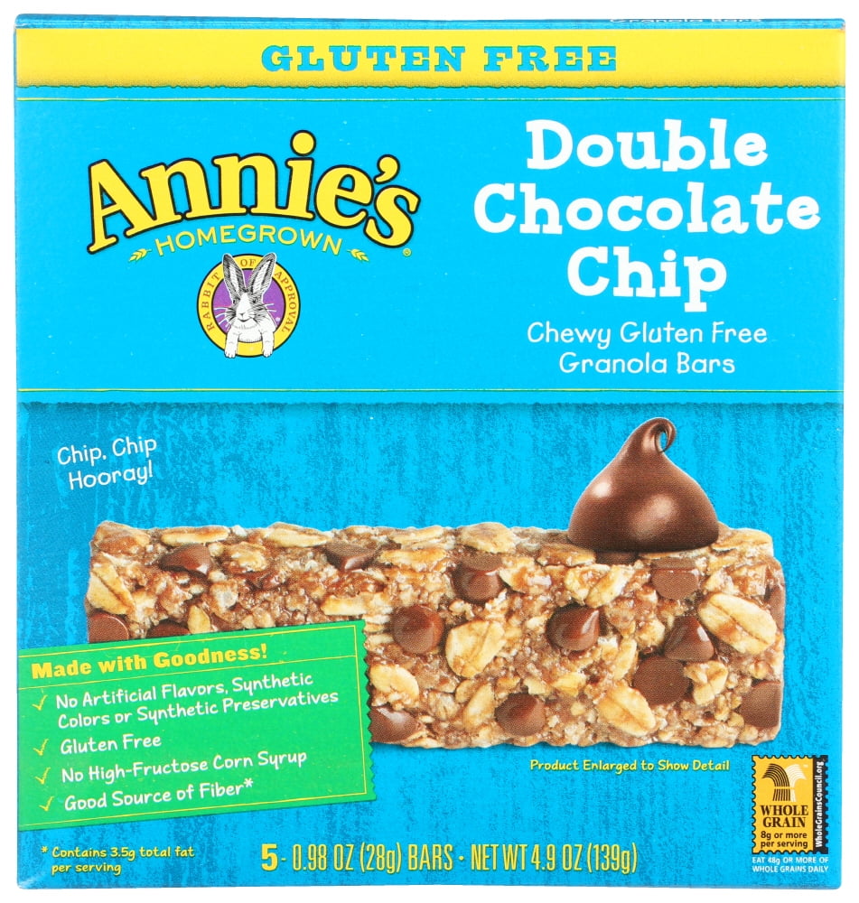Annie'S Homegrown Gluten Free Granola Bars Double Chocolate Chip, 4.9