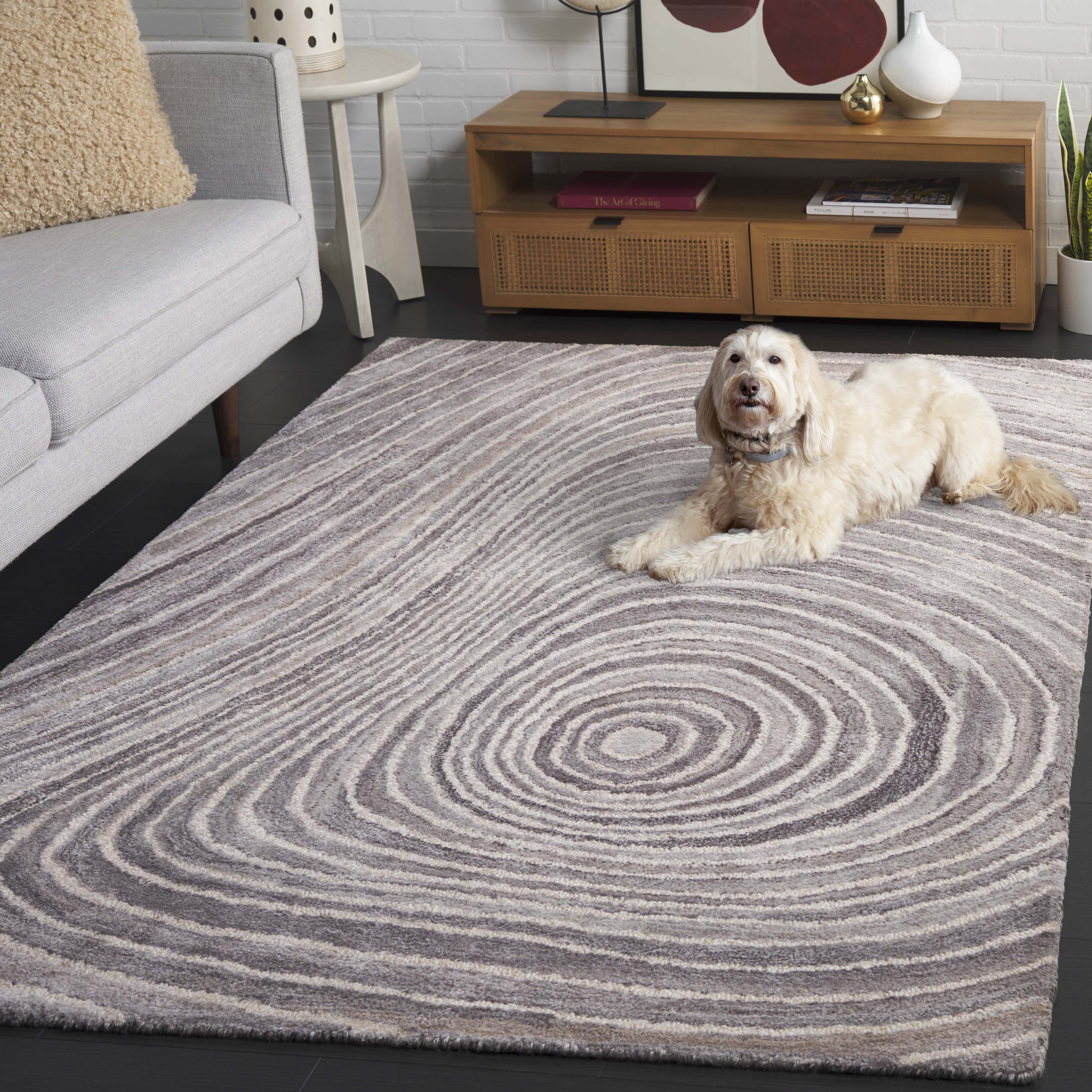 SAFAVIEH Abstract Luvenia Abstract Area Rug, Gray/Ivory, 4' x 6'