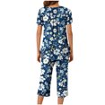 thumbnail image 4 of Blusas de Manga Corta para las Mujeres Casual Cuello Redondo, Pantalones de Moda Traje de Pijamas para Uso Diario Y Casero, 4 of 6