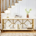 thumbnail image 6 of 71 Inch Extra Long Console Table, Modern Narrow Sofa Table Entry Table Behind Couch Table with Open Storage Shelf for Entryway Hallway Living Room (White & Gold), 6 of 7