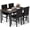 Brown/Black, variant on AWQM Dining Table Set for 4, 5-Piece Modern Dining Room Table Set with 4 Velvet Chairs, Marble Kitchen Table and Chairs Set, White+Grey